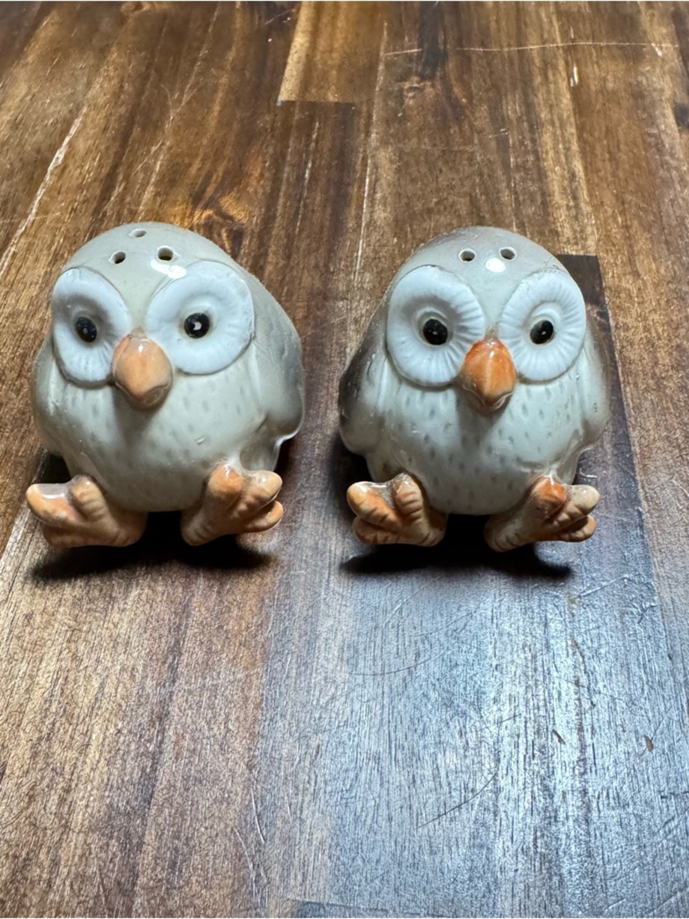 Vintage Owl Ceramic Salt and Pepper Shakers - Yellow and White